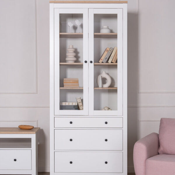 Home Шкаф Сага витрина белый ясень, аналог IKEA HEMNES
